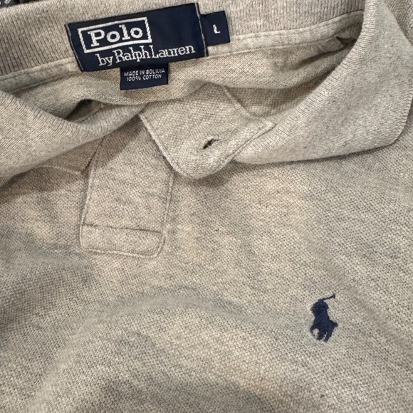 VTG Polo Ralph Lauren Mens L Long Sleeve Polo Shirt Gray Preppy Old Money 90s - Picture 1 of 10